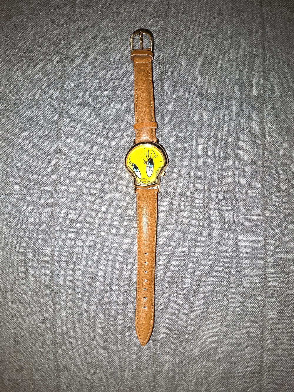 Tweety Face Tan Leather Strap Watch - Unbranded